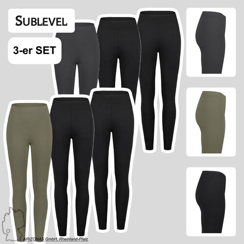 3er-Pack Stretchige Leggings mit hohem Bund, 