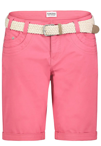 Chino Bermuda Shorts mit Flechtg�rtel und Umschlag 