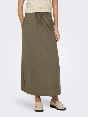 Langer Jerseyrock mit Tunnelzug und elastischem Bund 