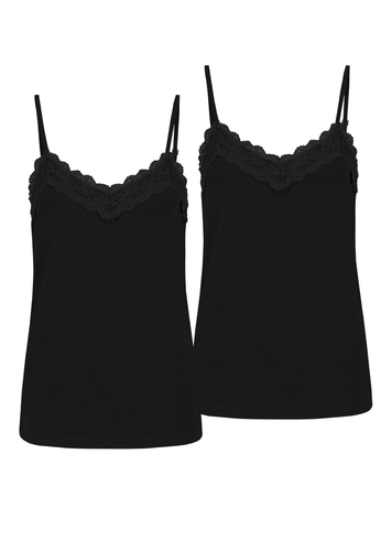 Spaghettitr�ger-Top mit Spitzenbesatz, 2er-Pack 