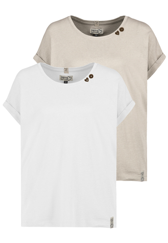 T-Shirt 2er Set mit Rundhals Kn�pfen bequem 