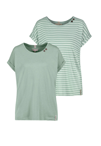 T-Shirt 2er Set mit Rundhals Kn�pfen bequem 
