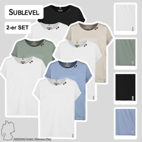 T-Shirt 2er Set mit Rundhals Knpfen bequem