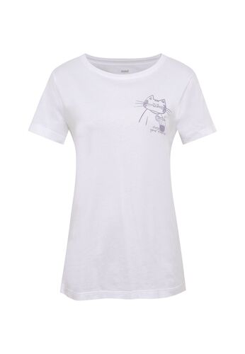 Kurzarm T-Shirt mit Motiv Print und Rundhalsausschnitt 