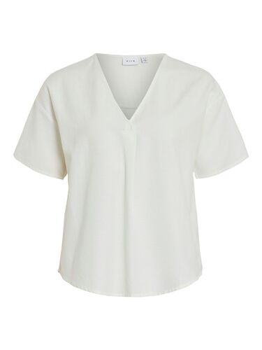 V-Ausschnitt T-Shirt mit kurzen �rmeln und Falten 