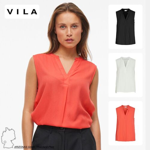 Elegante �rmellose Bluse mit V-Ausschnitt