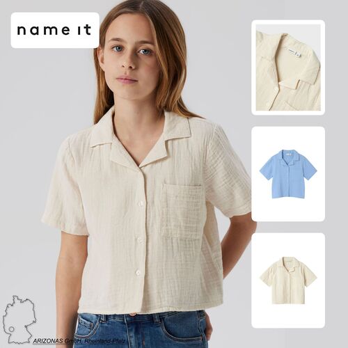 Kurz�rmeliges Kinder-Hemd mit Brusttasche und Kragen