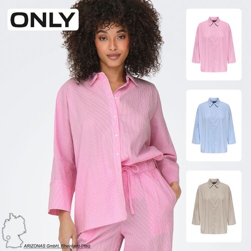 Gestreifte Hemdbluse mit verl�ngertem Schnitt und 3/4-�rmeln