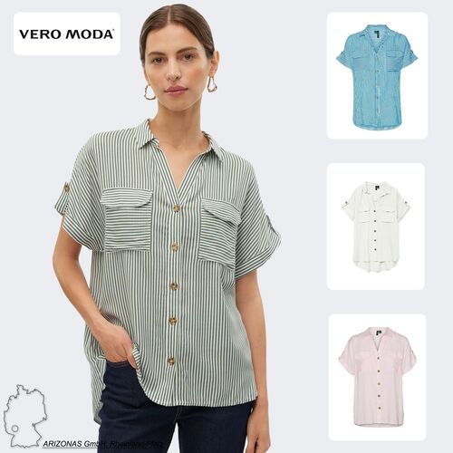 Gestreiftes Kurzarmhemd mit Brusttaschen und Kn�pfen