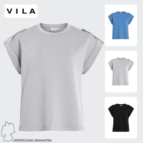 T-Shirt mit Schulterkn�pfen und Rundhalsausschnitt