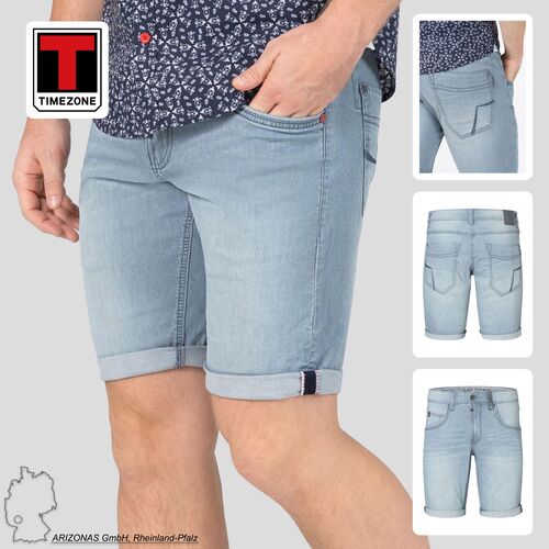Jeansshorts mit umgeschlagenem Saum und Logo-Detail