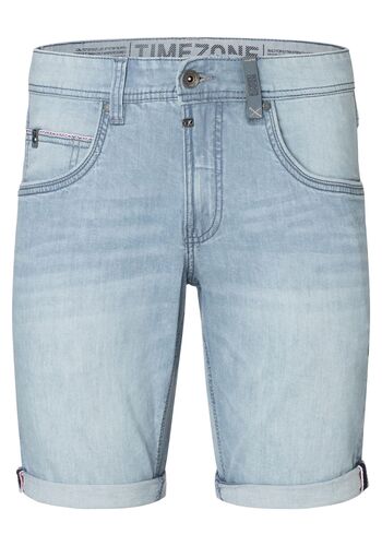 Jeansshorts mit umgeschlagenem Saum und Logo-Detail 