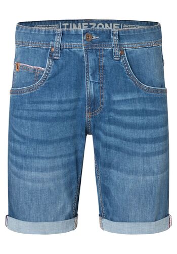 Denim Shorts mit Rissen und Umschlag 