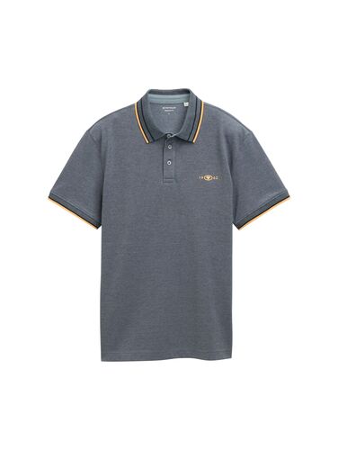 Tom Tailor Polo-Shirt mit Kontraststreifen und Logo-Patch, kurz�rmlig 