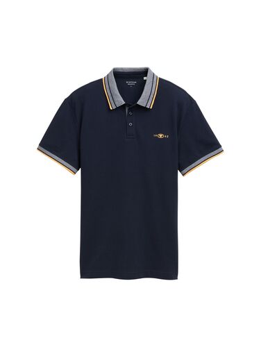 Tom Tailor Polo-Shirt mit Kontraststreifen und Logo-Patch, kurz�rmlig 