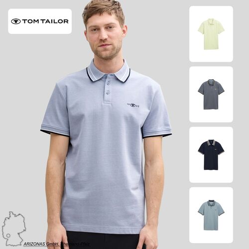 Tom Tailor Polo-Shirt mit Kontraststreifen und Logo-Patch, kurz�rmlig
