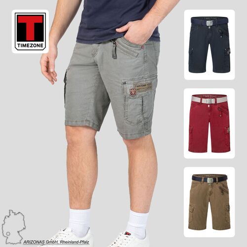 Cargo Jeans Shorts mit Grtel und Festem Stoff 