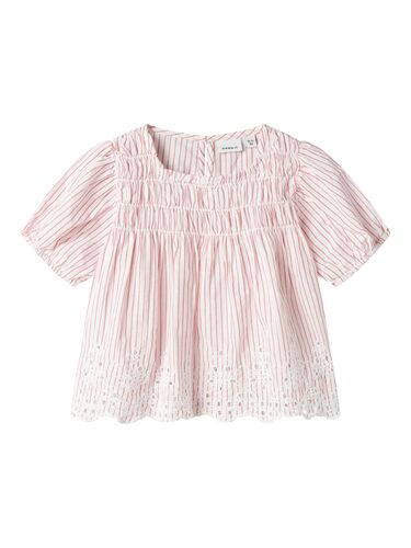 M�dchen Sommer Bluse mit R�schen und Lochstickerei 