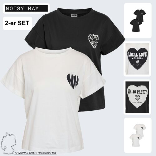 2er-SET T-Shirt mit Herz Print und Local Love Schriftzug