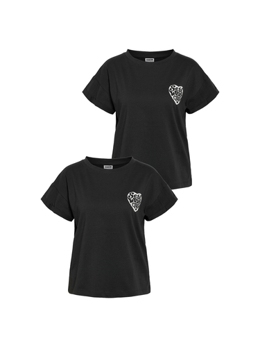 2er-SET T-Shirt mit Herz Print und Local Love Schriftzug 