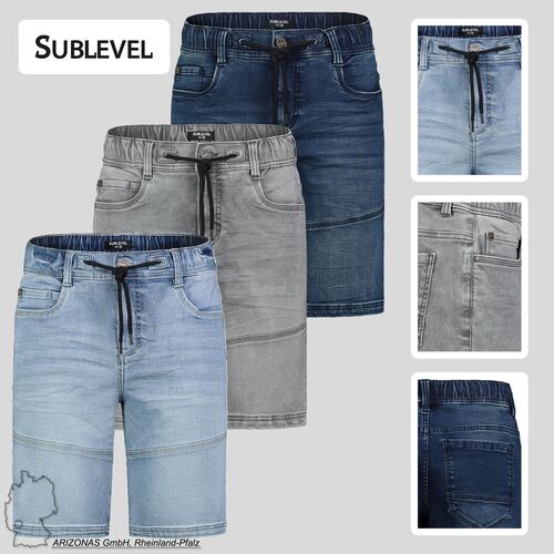 Denim Bermuda Jeansshorts mit Elastischem Bund und Kordelzug 