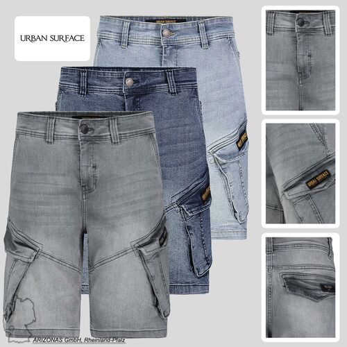 Cargo Jeans Shorts Bermuda mit Seitentaschen 