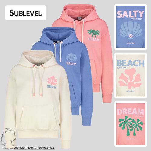 Pullover mit Kapuze, K�ngurutasche und Palmen-Print