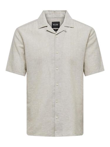 Leinenhemd mit kurzen �rmeln und Knopfleiste 