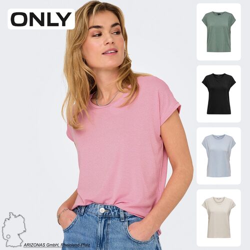 Modisches T-Shirt mit Glitzer Naht Rundhals