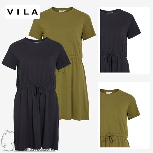 Shirt-Kleid mit Taillenzug und Brusttasche