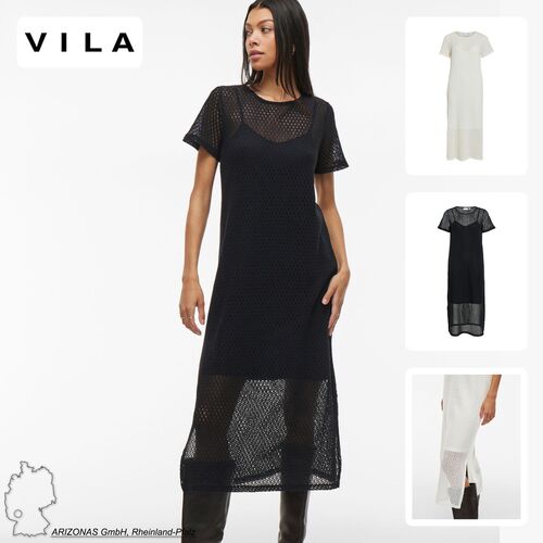 Knielanges Netzkleid mit kurzem �rmel und Saum