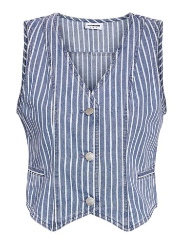 Gestreifter �rmelloser Blazer mit Knopfleiste und Taschen 