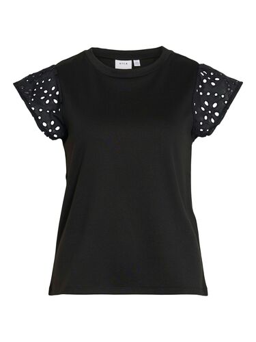 T-Shirt mit Lochmuster an den �rmeln 