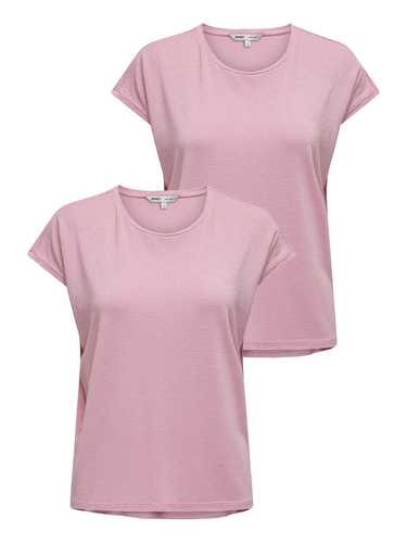 2er-SET Modisches T-Shirt mit Glitzer Naht Rundhals 