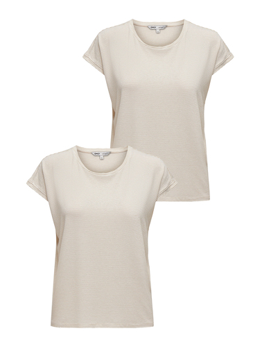 2er-SET Modisches T-Shirt mit Glitzer Naht Rundhals 