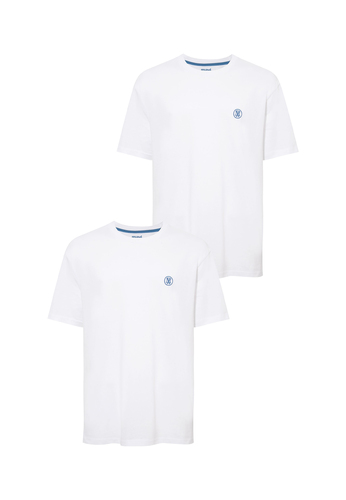 2er-SET Rundhals-T-Shirt mit markantem Brustlogo 