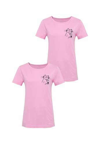 2er-SET Kurzarm T-Shirt mit Motiv Print und Rundhalsausschnitt 