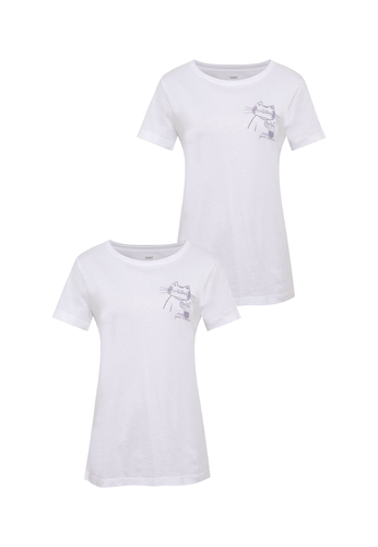 2er-SET Kurzarm T-Shirt mit Motiv Print und Rundhalsausschnitt 