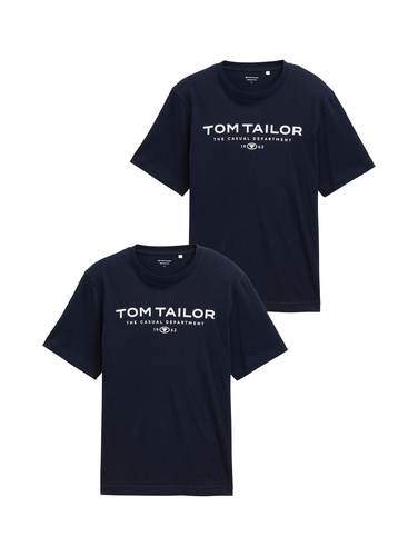 Tom Tailor 2er-SET T-Shirt mit Rundhals und Logo-Print 1962 