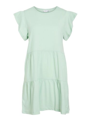 Shirt-Kleid mit R�schen Rundhals und Kurzarm 