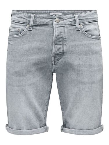 Kurze Jeansshorts mit umgeschlagenem Saum und Taschen 