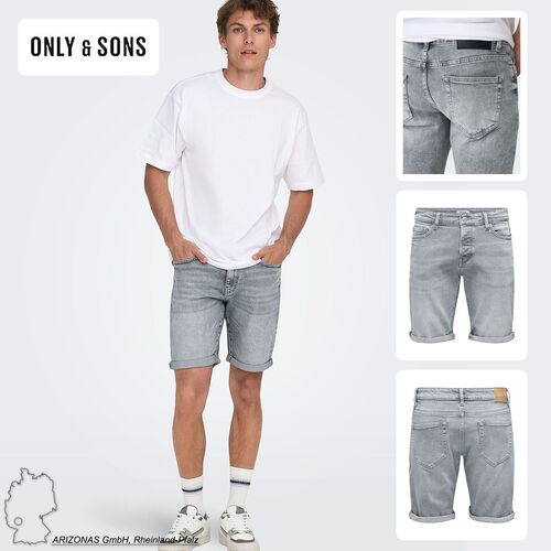 Kurze Jeansshorts mit umgeschlagenem Saum und Taschen