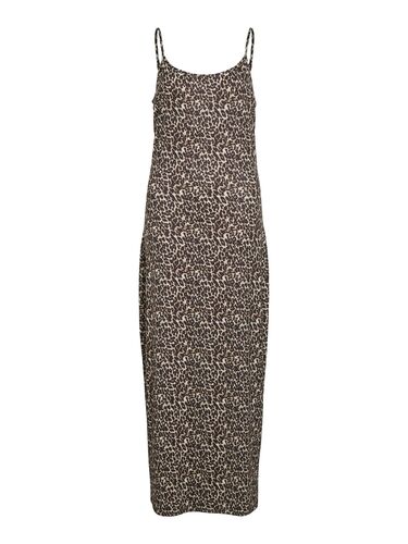 Langes Kleid mit Leopardenmuster und Spaghettitr�gern 