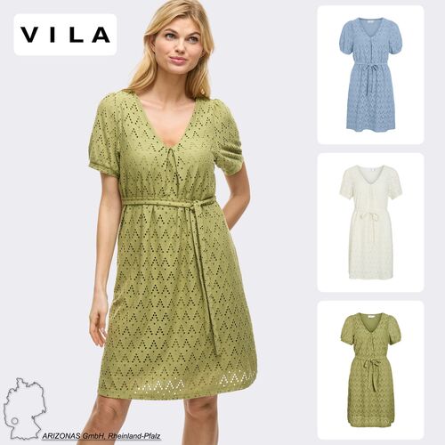 Kurzes Kleid mit Lochmuster und Bindeschleife