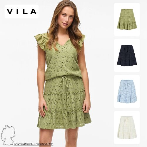 Broderie Anglaise Rock mit R�schen und Kordelzug