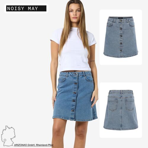 Jeansrock mit Knopfleiste und aufgesetzten Taschen
