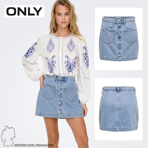 Jeansrock mit Knopfleiste und aufgesetzten Taschen