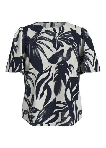 Bluse Blumentop mit Puff�rmeln und Rundhals  