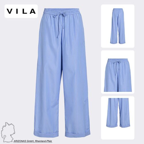 Gestreifte Palazzo Freizeithose mit Kordelzug und weitem Bein