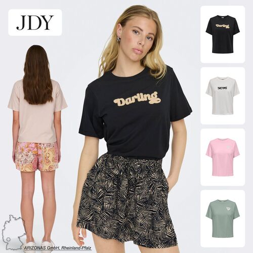 Legeres T-Shirt mit Rundhals und Schriftzug